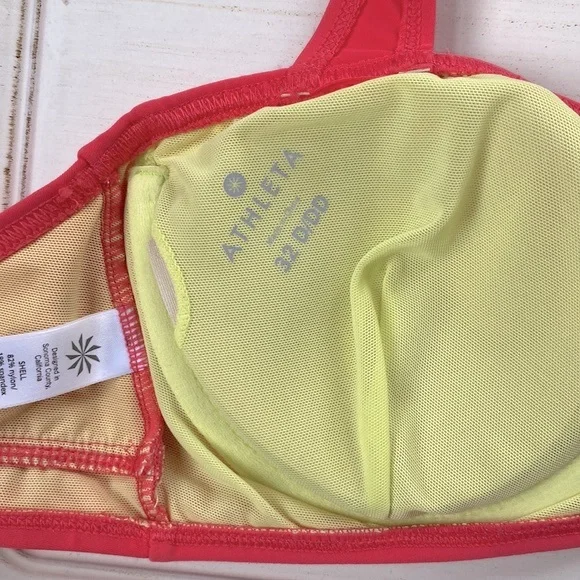 NWOT Athleta Halter Bikini Top Pink/Orange 32D/DD - Picture 4 of 8